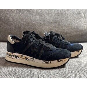 PREMIATA Conny Logo Patch Sneakers In Blue 483  Made In Italy SZ Euro 37/US 6.5